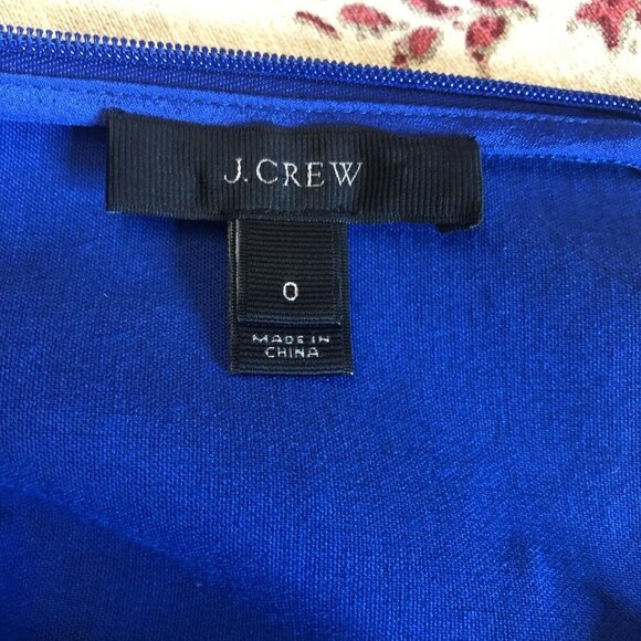 J. Crew Cobalt Blue Scalloped Sleeveless Round Neck Back-Zip Shift Dress Size 0 - Picture 6 of 10